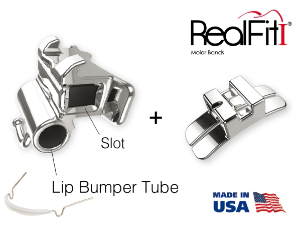 RealFit™ I - alsó állkapocs, 2 részes együttes lip bumper + ling. zár (36-os fog), MBT* .022"